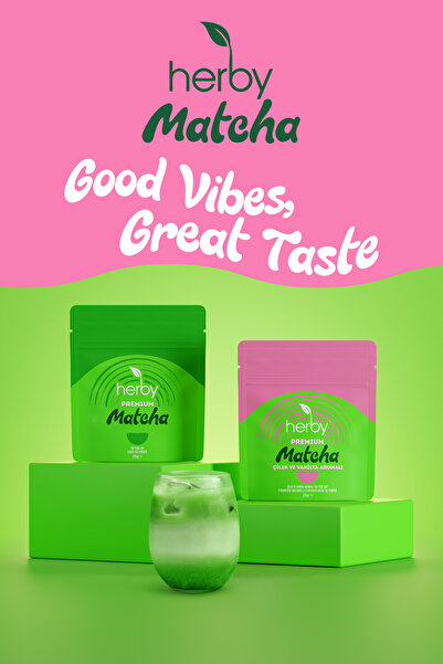 Herby Premium Matcha Çilek ve Vanilya Aromalı