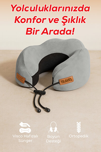 Viscofoam Cosy Ortopedik Seyahat Yastığı Visco Boyun Destekli Seyahat Yastığı - Gri | Ergo Travel