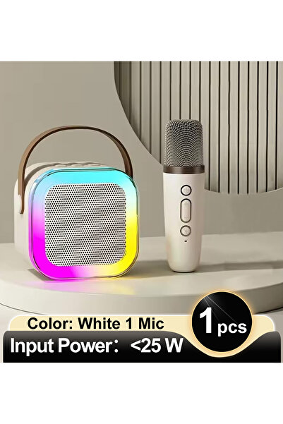 Choice جهاز كاريوكي K12 محمول مزود بميكروفون واحد لاسلكي، أبيض اللون، مزود بتقنية البلوتوث