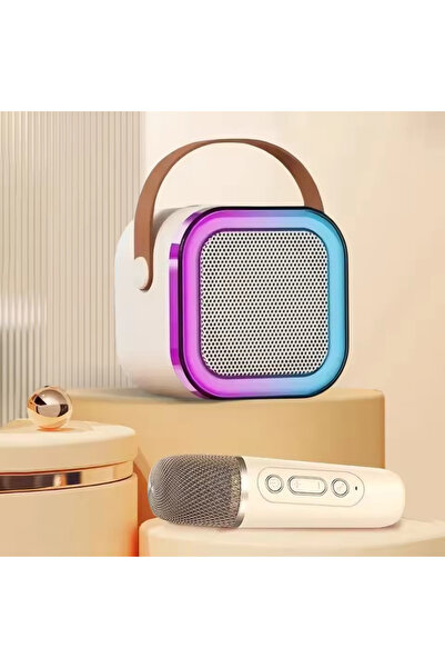 Choice جهاز كاريوكي K12 محمول مزود بميكروفون واحد لاسلكي، أبيض اللون، مزود بتقنية البلوتوث