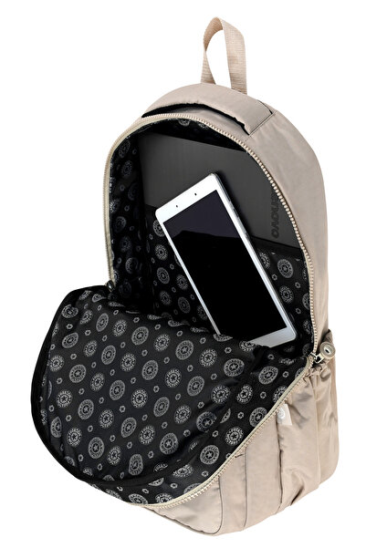 Çanta Trend Geantă de școală unisex Mega Size cremă cu curele ortopedice reglabile și compartiment pentru laptop cu mai multe compartimente