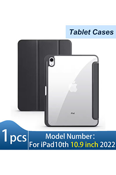 Choice حافظة لجهاز iPad 10th 10.9 بوصة 2022 سوداء الجيل 10.9 غطاء خلفي شفاف صلب من البولي كربونات