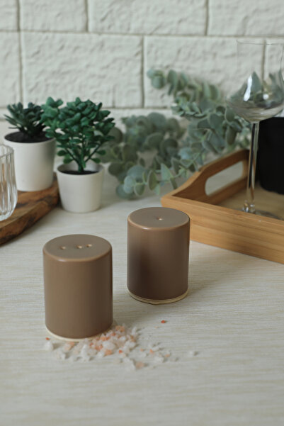 Keramika Matte Soil Taupe Stackable Salt Shaker / Pepper Shaker 6 Cm
