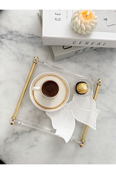 Çiçek Fiyonk Desen Beyaz 2 li Kokteyl Peçetesi