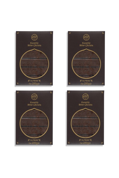 Elit Çikolata Kuvertür Bitter Çikolata 250g 4'lü Set (4X250G) Glutensiz