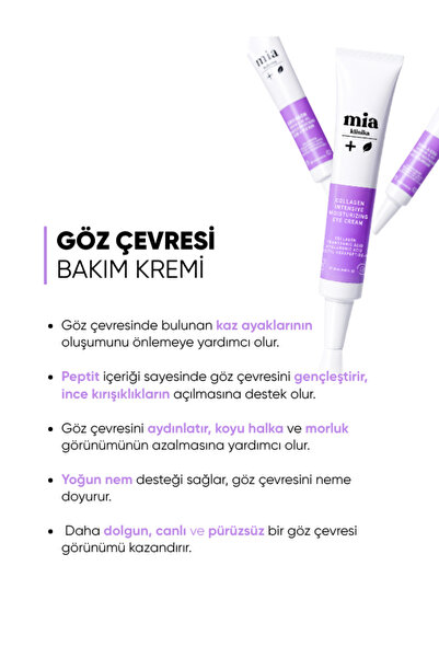 mia klinika Koyu Leke Görünümü ve İnce Çizgi Görünümünün Azalmasın Yardımcı Peptit İçeren Göz Çevresi Bakım