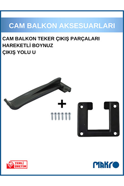 GLASSMAKRO Cam Balkon Teker Çıkış Parçaları - Çıkış U Plastikleri Parça İkili...