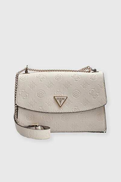 Guess Women's Embossed Monogram Patterned Shoulder Bag - Off White