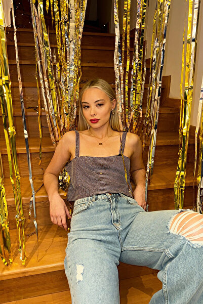 VAGGON Жіночий бюстгальтер з срібними камінцями, відкритою спиною та бретельками Prm0513