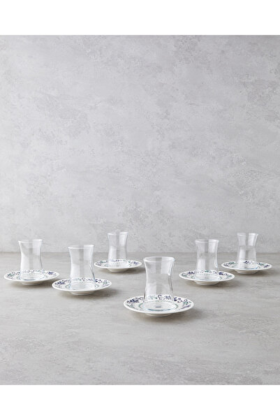 English Home Mistia Porselen 12 Parça 6 Kişilik Çay Seti 165 ml Mavi