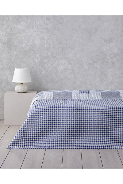 English Home Urban Patchwork Tek Kişilik Çok Amaçlı Örtü 160x220 cm Lacivert
