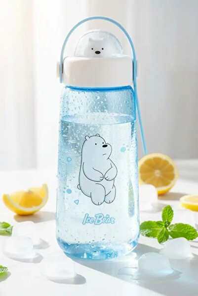 Miniso We Bare Bears Lisanslı Figürlü Plastik Şişe (600ml) - Kutup Ayısı