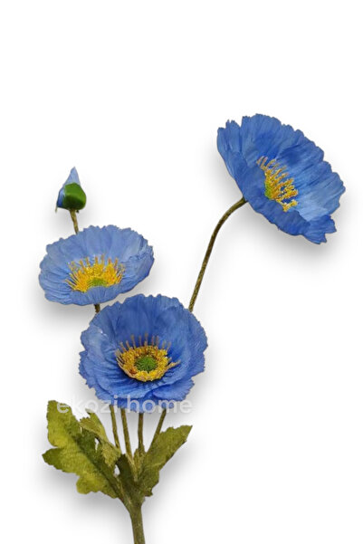 Dekosimge Yapay Çiçek 4lü Gelincik Dalı 60 cm Mavi