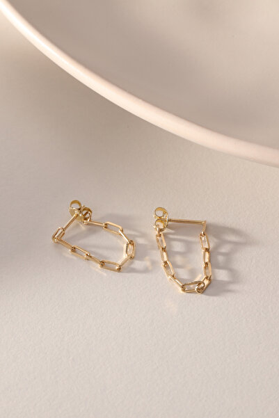 GENORO JEWEL 14 Ayar Altın Minik Ataçlar Sallantılı Küpe