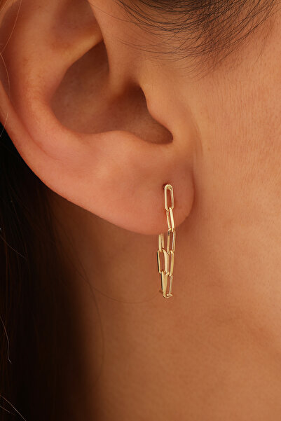 GENORO JEWEL 14 Ayar Altın Minik Ataçlar Sallantılı Küpe