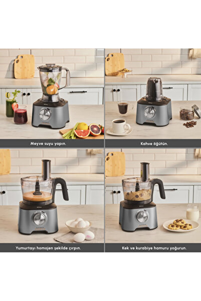 Karaca 4 Bıçaklı Mastermaid Power Max 10 in 1 Mutfak Robotu 2000W Güçlü Motor