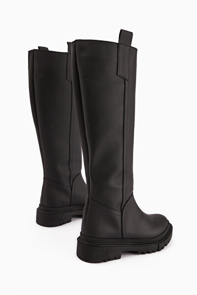 Limoya Dayna Siyah Kalın Tabanlı Çekme Kadın Çizme