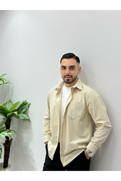 JACK CAPRİO Erkek Kadife Kumaş Kışlık Gömlek Yeni Sezon Oversize Gömlek Renk ...