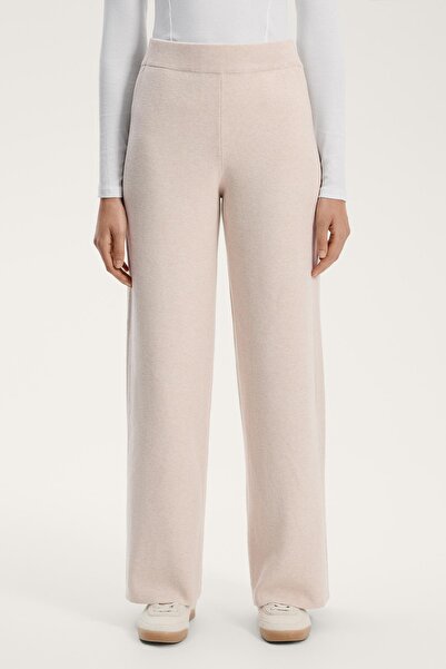 Oysho Straight side rib knit trousers
