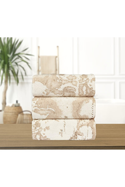 Lucy and Home Набір з 3 оксамитових рушників з нанесеним малюнком карти - 40x60 см