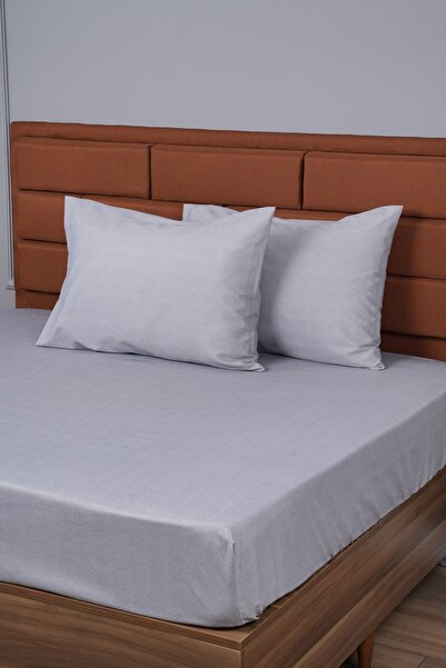 ALTINPAMUK ملاءة سرير مطاطية لشخص واحد + 1 غطاء وسادة هدية 100×200 رمادي