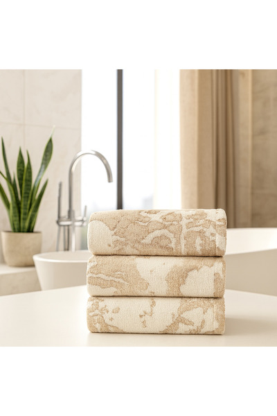 Lucy and Home Набір з 3 оксамитових рушників з нанесеним малюнком карти - 40x60 см