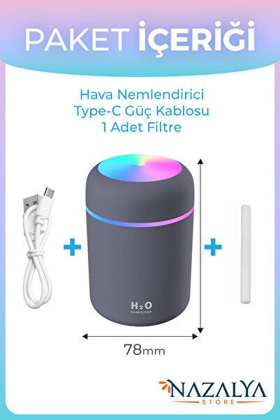 Nazalya 300 ml Ulrasonik Ledli Hava Nemlendirici Buhar Makinesi Ve Aroma Difüzörü