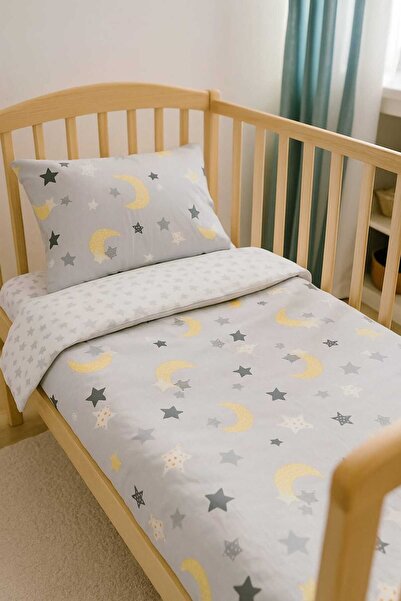 Bebek Özel Бавовняний дитячий одномісний комплект постільної білизни сірий мі...