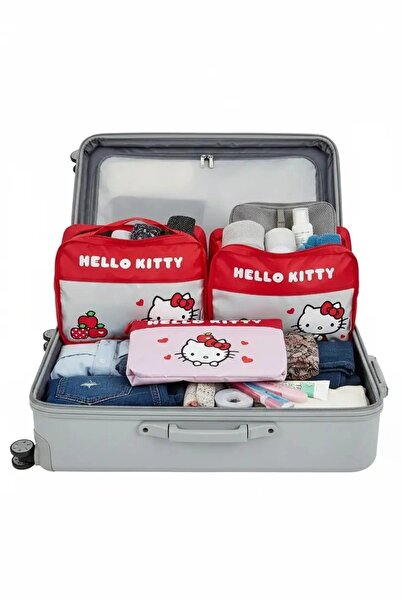 Miniso Hello Kity Lisanslı Elma Koleksiyonu Seyahat Çantası (3 adet)