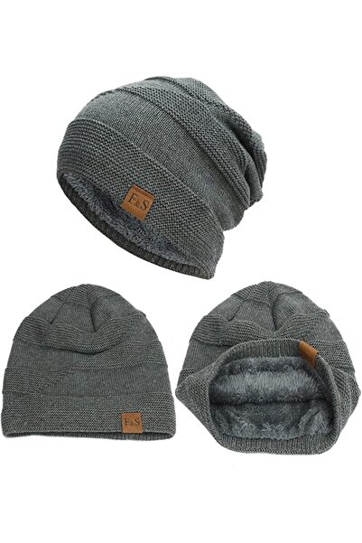 fulina 2PCS Beanies Hats Men,Beanies with Designs Winter Hats Knit Cuff Beanie Cap,50-60cm,Khaki+Gray