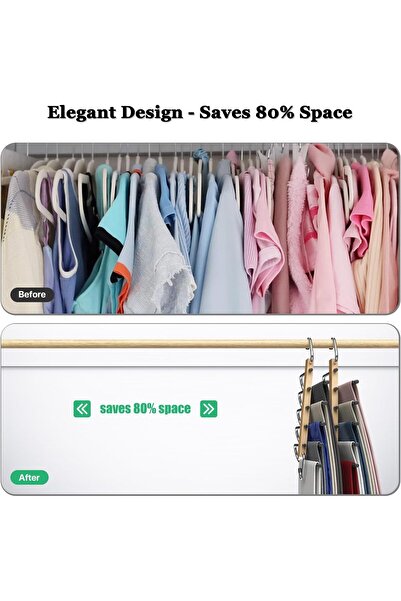 fulina 2 Pcs Bamboo Pants Hangers,Closet Pants Organizer Hangers,Anti-slip Design,Adjustable arm,for Pant