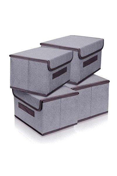 Arabest 4 قطع صندوق تخزين قابل للطي مع غطاء، 36 × 23 × 24 سم، تصميم قابل للطي، مع مقابض جانبية، لغرفة النوم