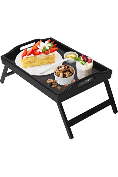 Arabest طاولة صينية سرير بأرجل قابلة للطي، مع مقابض، صينية طعام الإفطار، أطبا...