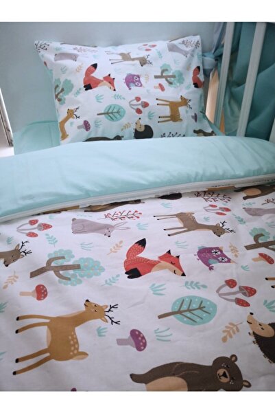 Bebek Özel Nature Mint Green - طقم غطاء لحاف للأطفال مصنوع من القطن بنسبة 100%