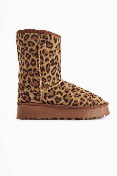 Limoya Lena-Birgitta Leopard Print Suede Γυναικείες Μπότες - Εσωτερικά με Γούνα, Στυλ έλξης