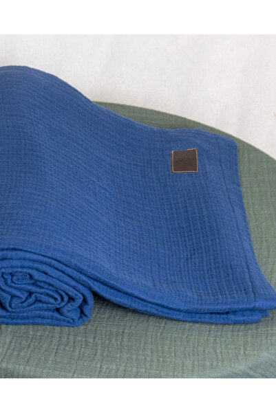 Perky Moth Navy Blue 4-Layer Muslin Bedspread Blanket – Double Size Pike 200X...