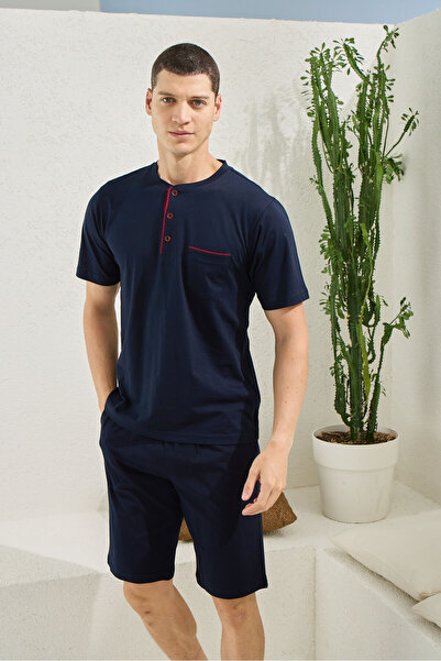 KLY Plus Size Men's Oversized Midi Collar Shorts Set Modern Design