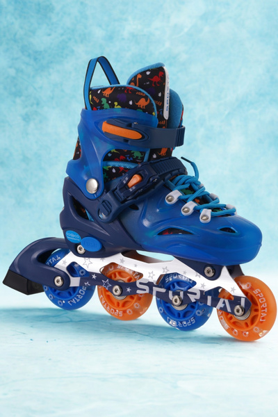 Sportaj Speedx Dino Professional Kids Roller Skates Lighted Silicone Wheels with Carry Bag