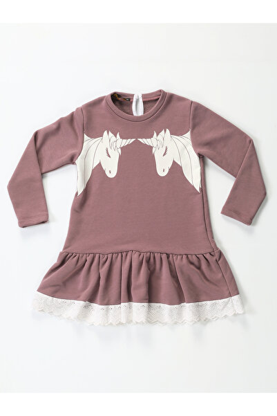Casabony Unicorns Dantelli Lila Kız Elbise