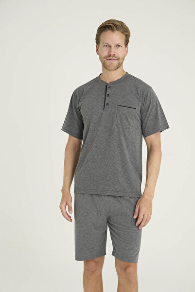 KLY Plus Size Men's Oversized Midi Collar Shorts Set Modern Design