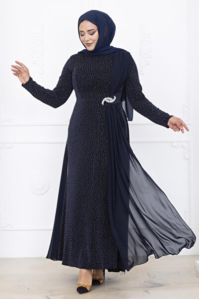 Amine Hüma Nil Abiye Elbise Lacivert