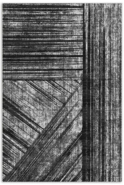 Pastel Home Modern Striped Black Gray Chenille Carpet Rug Runner Non-Slip Was...