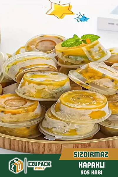 Ezupack 50 Adet Sızdırmaz 60 ml Mini Saklama Kabı Sosluk Buzluk Kabı, Et Suyu, Kemik Suyu, Sos Kabı Mutfak