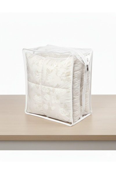 Boema Home Deco Winter duvet with goose down and feather, 160 x 200 cm, White with silver roses