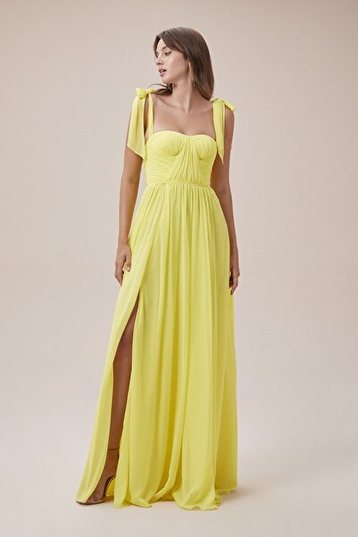 Oleg Cassini Yellow Draped Strappy Long Dress - Viola Chan