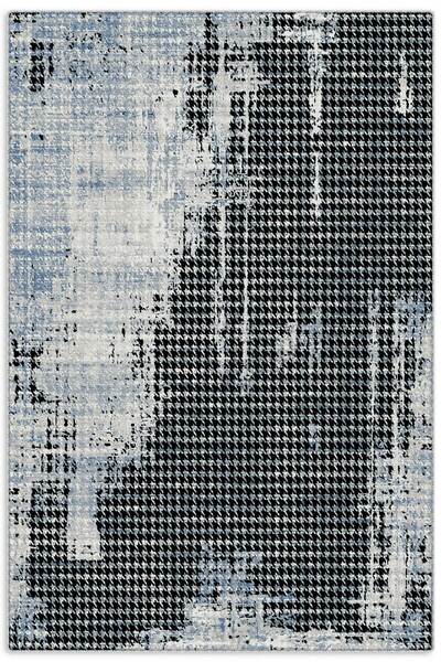 Pastel Home Modern Crow's Feet Patterned Chenille Carpet Rug Runner Black Gra...