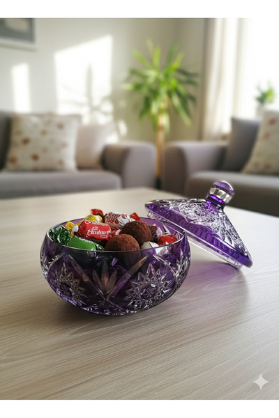 DECOSTYLE Kristal Dekorlu renkli kapaklı şekerlik 2 parça