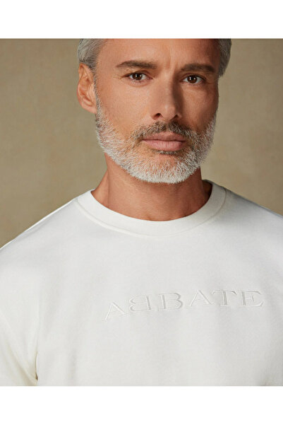 Abbate Висококачествена бяла памучна блуза с бродерии, персонализиран дизайн, спортно облекло