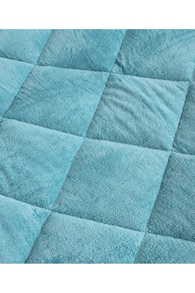 cs ilkim لحاف ويلسوفت فاخر أحادي اللون باللون الفيروزي مزدوج الجوانب مقاس 155×215 مع هدية