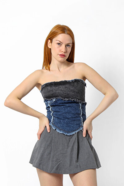 Bak Moda Colorful Denim Corset